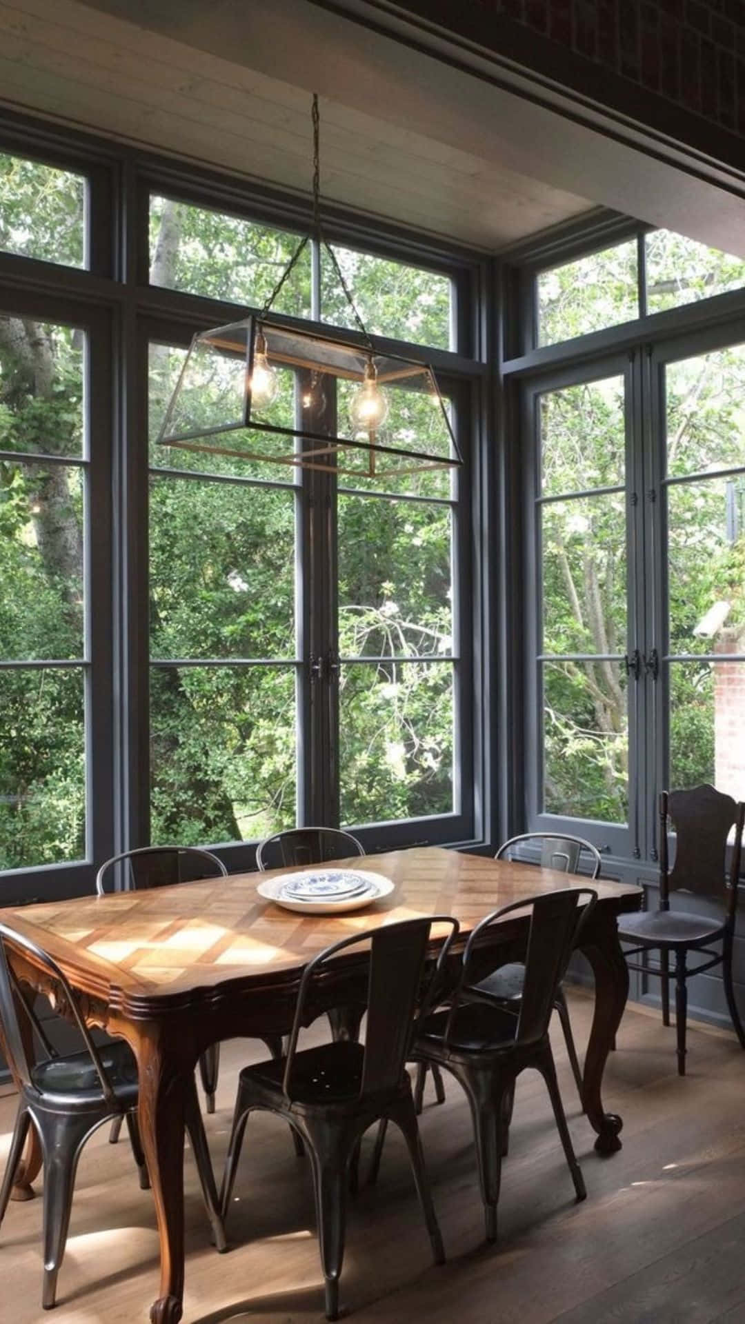 A peaceful view of a cityscape through a window