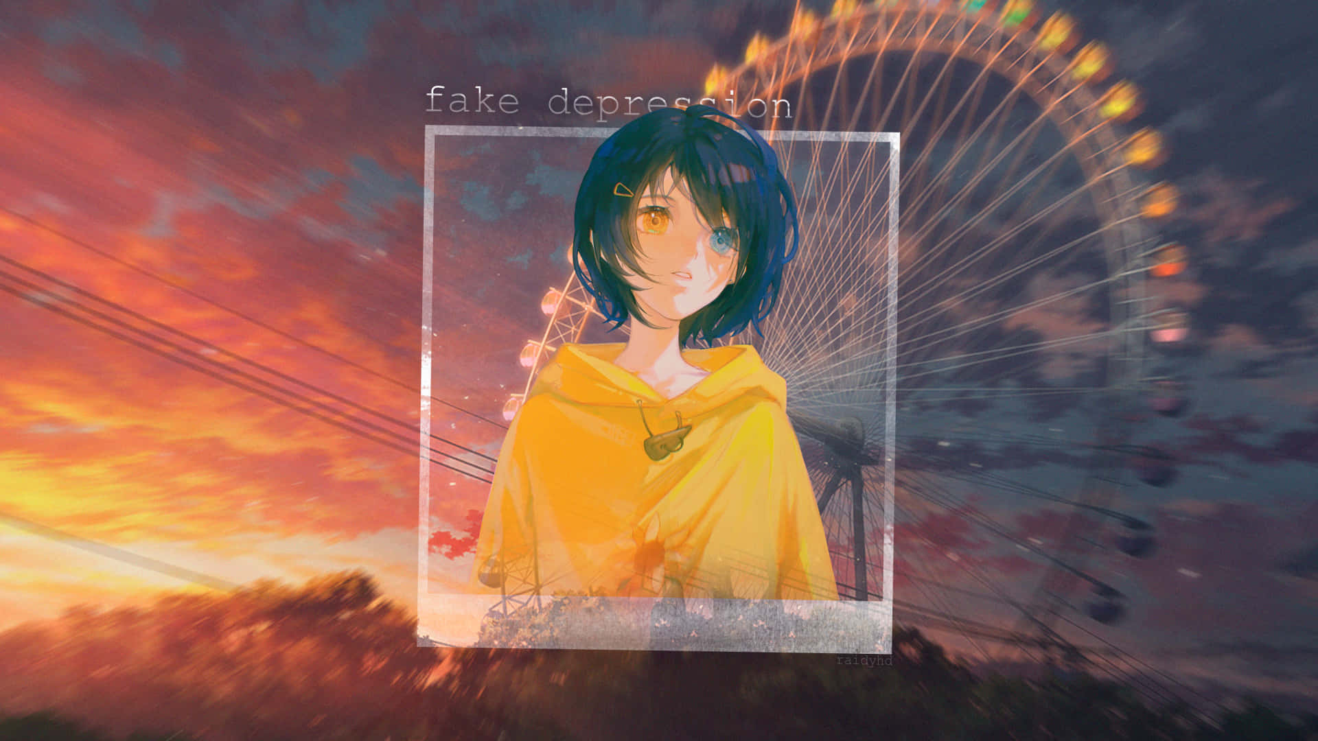 A Photo Of A Girl With A Ferris Wheel In The Background