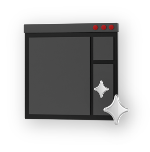 icon of browser with with sparkles representing AI