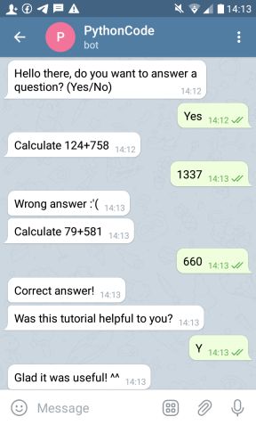 Testing Telegram bot